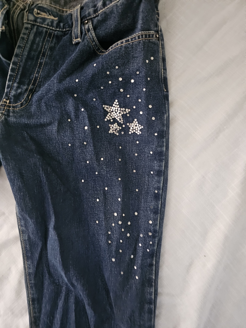 Vintage Hollister Dark Blue Straight Leg Jeans with Star Rhinestones